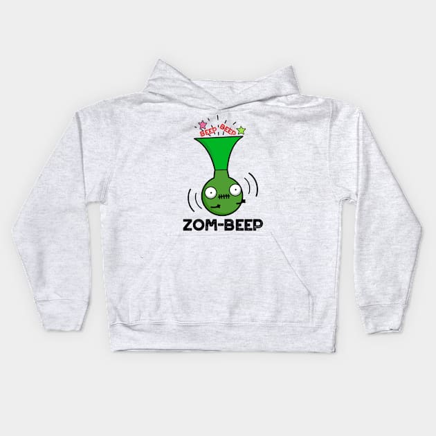 Zom-beep Cute Halloween Zombie Honker Pun Kids Hoodie by punnybone